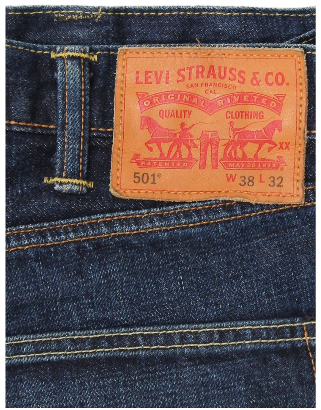 LEVI'S Herre 501 Straight Jeans W38 L32 Blå Bomuld