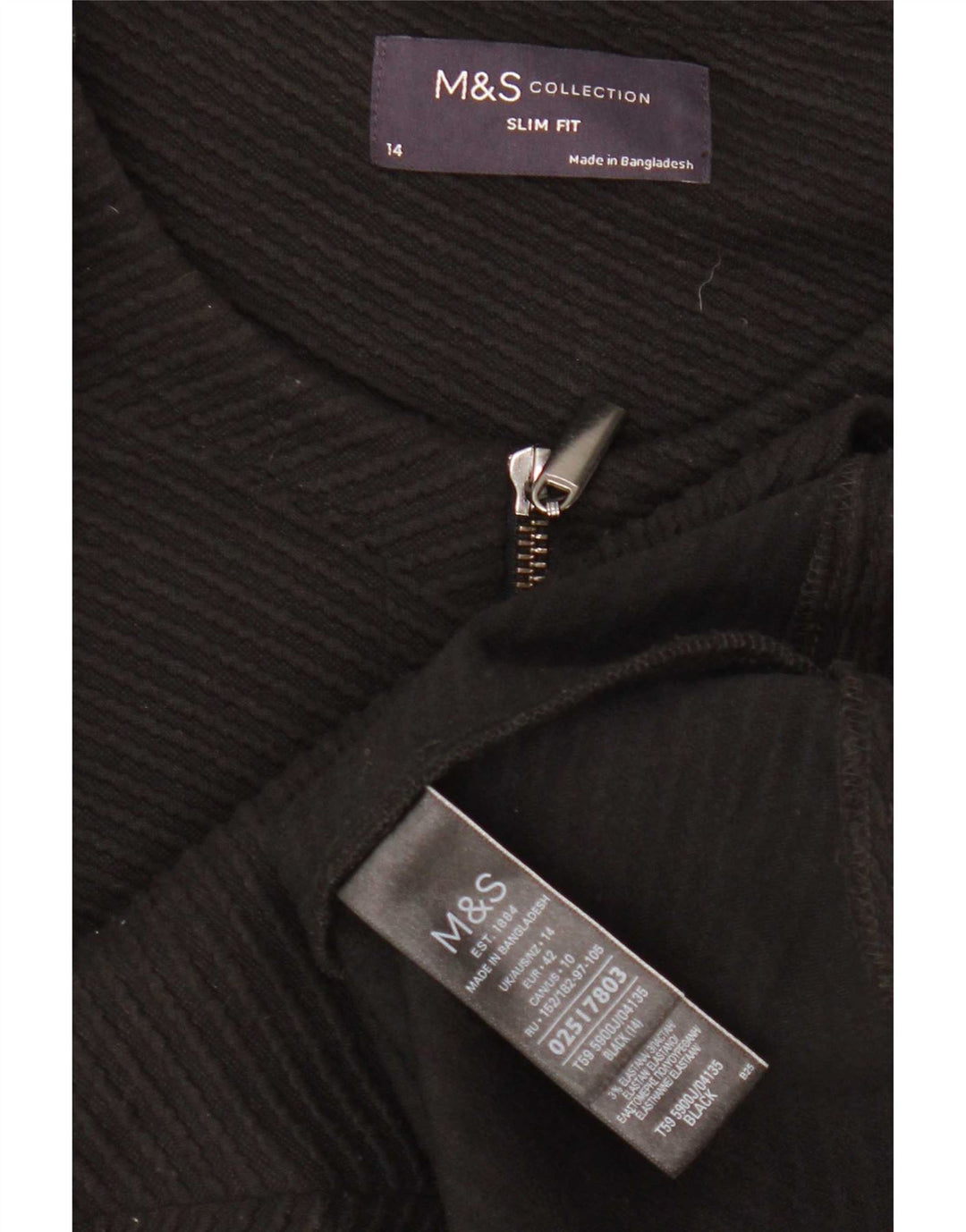 Marks & Spencer Dame Crop Full Zip Blazer Jacket UK 14 Medium Black