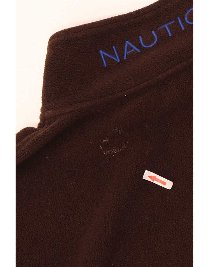 Nautica Herre grafisk lynlås hals Fleece Jumper 2XL brun polyester