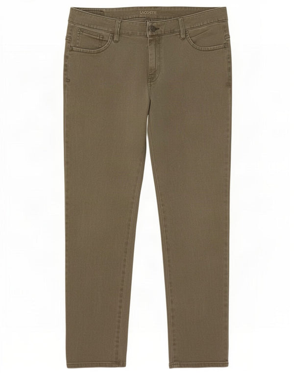 Lacoste Dame Slim Jeans Størrelse 46 Large W34 L28 Khaki Bomuld