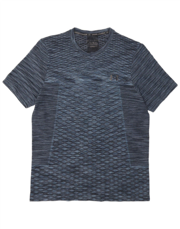 Under Armour Herre T-Shirt Top Stor Blå Flecked Polyester Sports