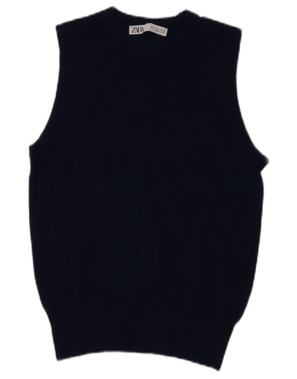 Zara Dame Vest Tank Top UK 10 Small Navy Blue