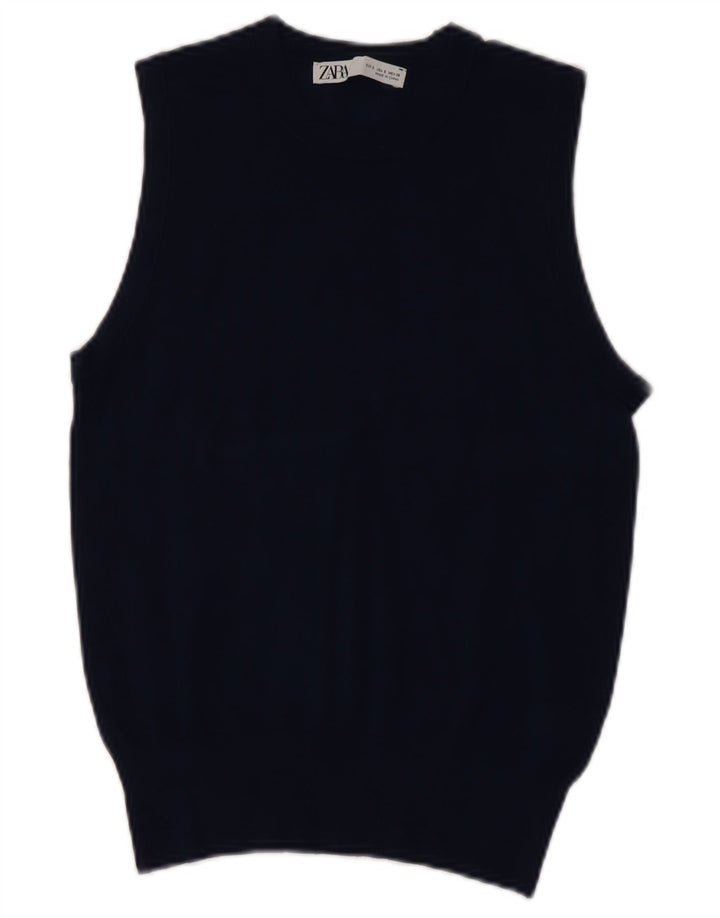Zara Dame Vest Tank Top UK 10 Small Navy Blue