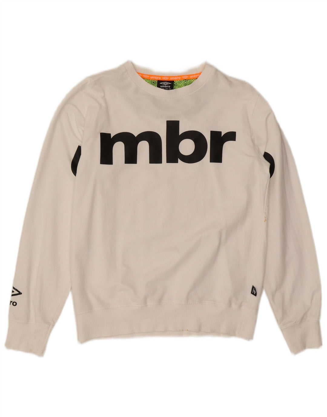 UMBRO Boys Graphic Sweatshirt Jumper 13-14 Years 2XL White Cotton