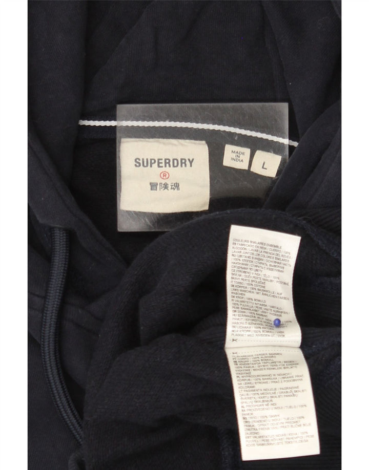 SUPERDRY Hættetrøje til mænd Stor marineblå bomuld