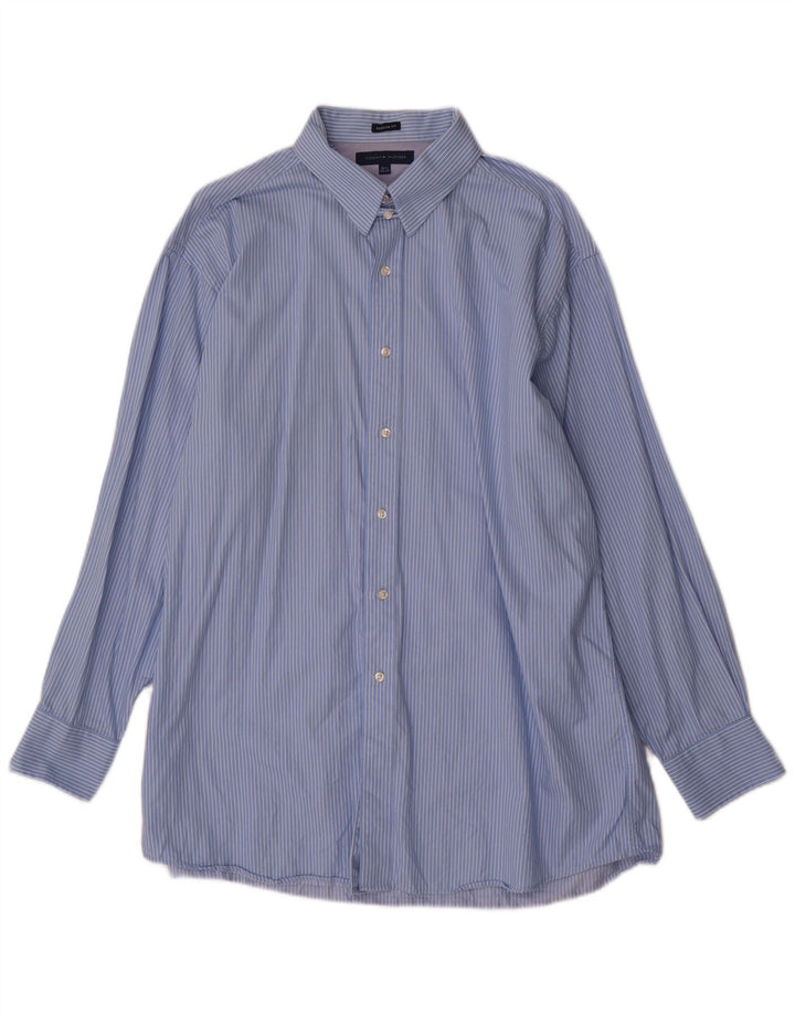 Tommy Hilfiger Herre Regular Fit skjorte str. 16 1/2 Large Blue Pinstripe