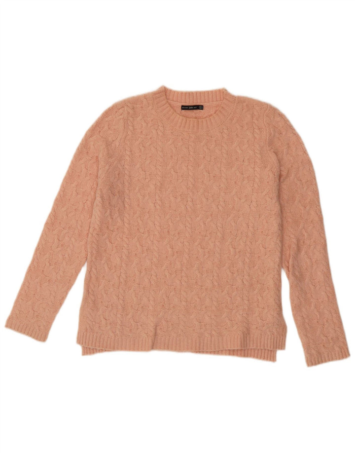 Zara dame sweater med rund hals DK 14 Medium Pink Nylon