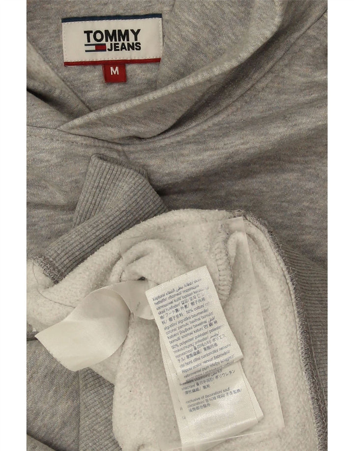 TOMMY HILFIGER Mens Graphic Hoodie Jumper Medium Grey Flecked Cotton