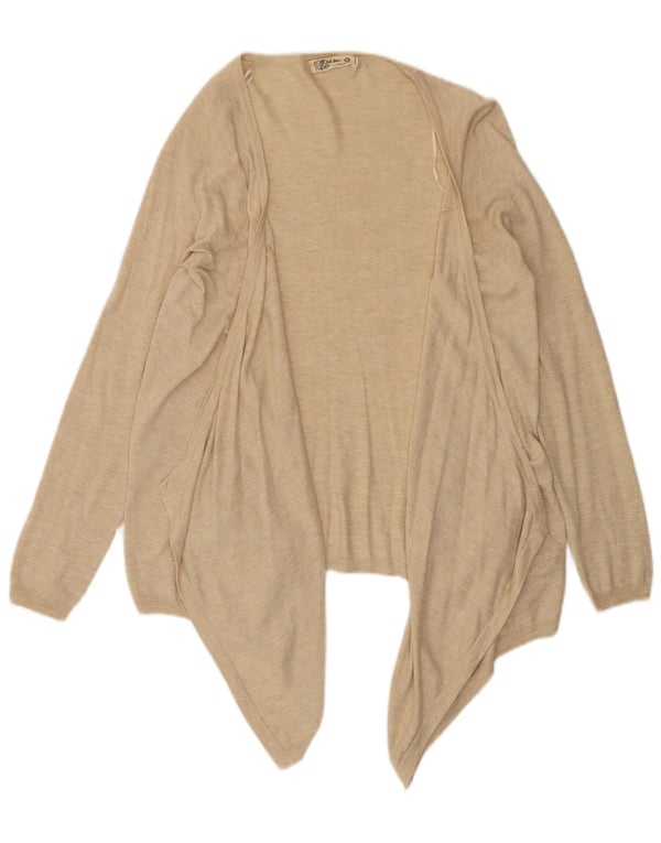 Fat Face Dame Asymmetrisk Åben Cardigan Top UK 12 Medium Beige Flecked
