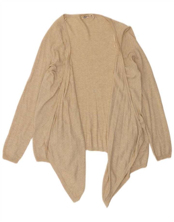 Fat Face Dame Asymmetrisk Åben Cardigan Top UK 12 Medium Beige Flecked