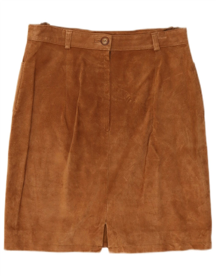 Vintage ruskindsnederdel til kvinder UK 14 Medium W29 brunt læder