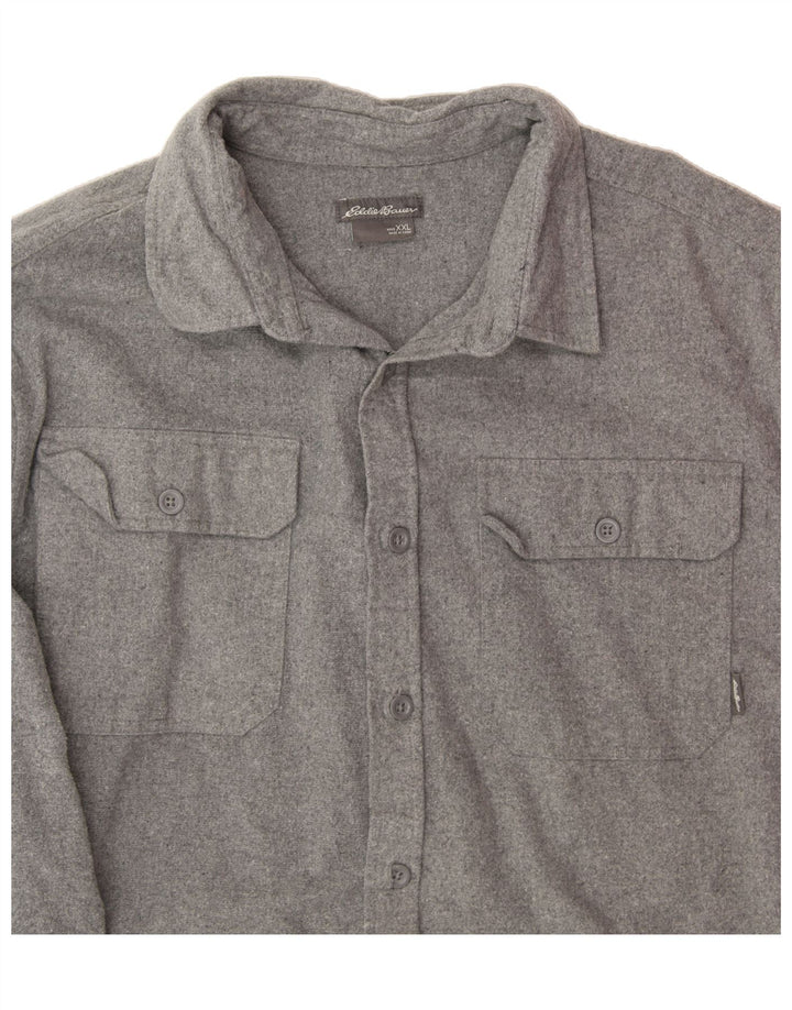 EDDIE BAUER Mens Flannel Shirt 2XL Grey Cotton Vintage Eddie Bauer and Second-Hand Eddie Bauer from Messina Hembry 
