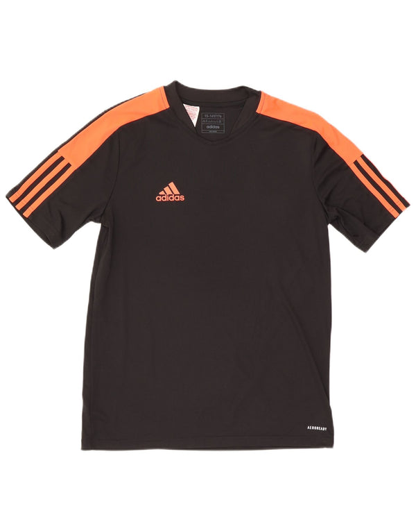 Adidas Boys Aeroready T-Shirt Top 15-16 år Sort Colourblock Polyester