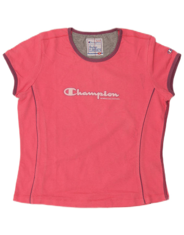 Champion Womens Heritage Classics Grafisk T-Shirt Top UK 12 Medium Pink