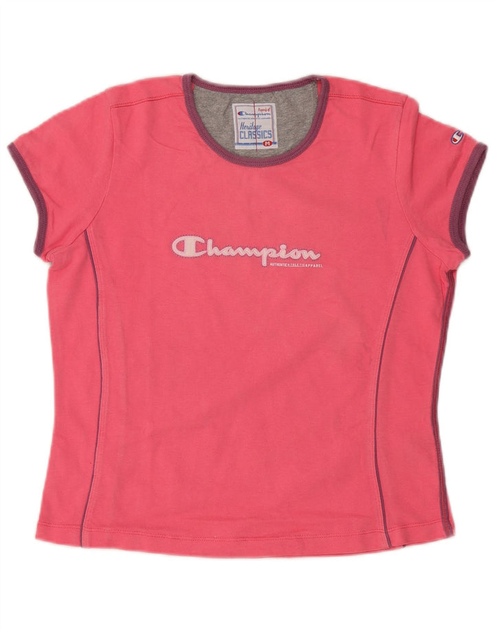 Champion Womens Heritage Classics Grafisk T-Shirt Top UK 12 Medium Pink