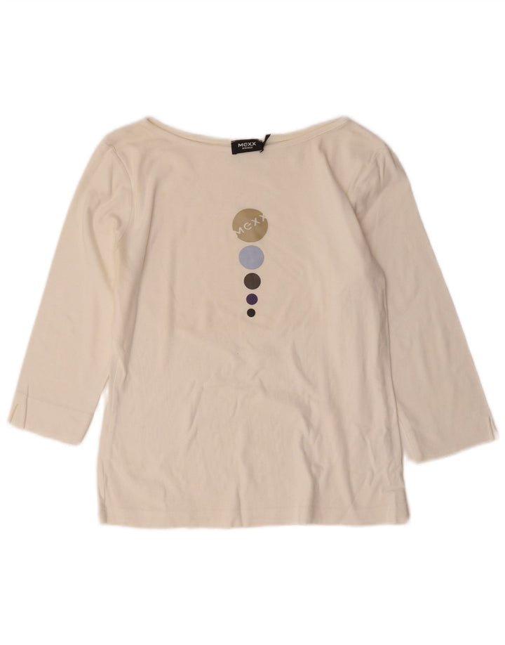 Mexx Womens Grafisk Top 3/4 ærmer UK 16 Stor hvid bomuld