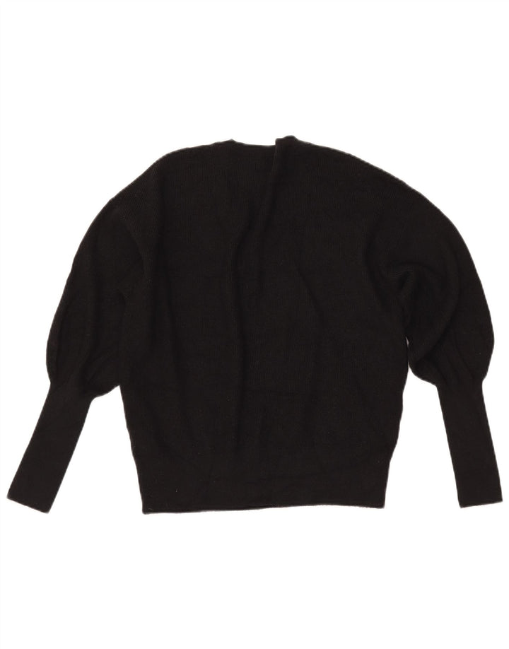 MARKS & SPENCER Dame Crop V-hals sweater UK 10 Small Black