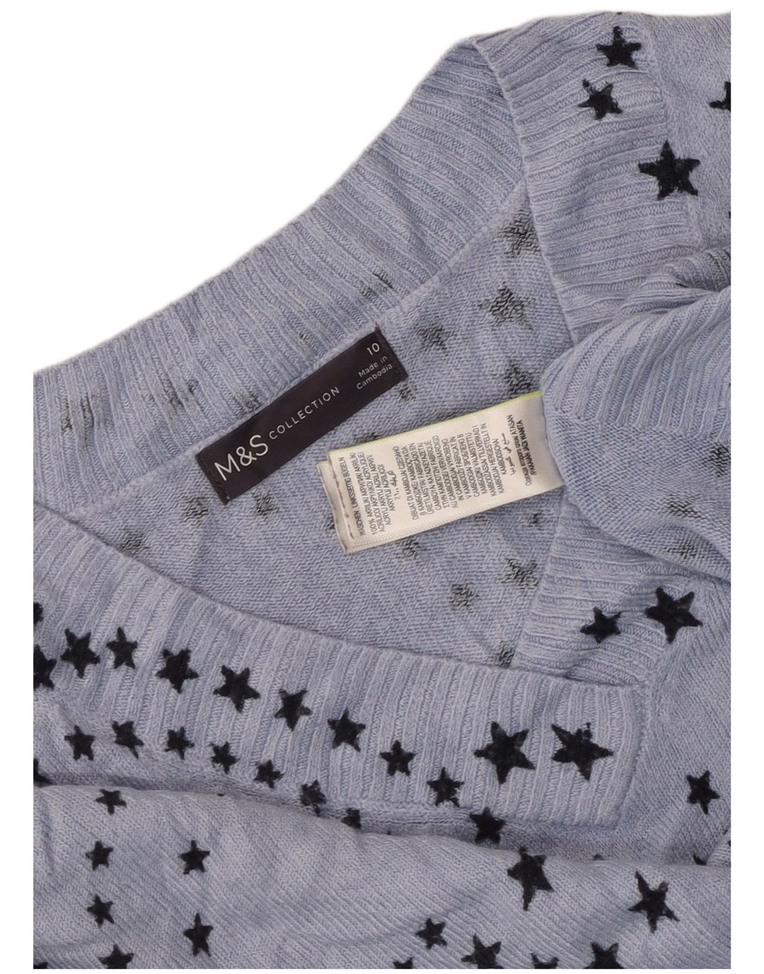 Marks & Spencer Dame abstrakt mønster V-hals sweater UK 10 Small B