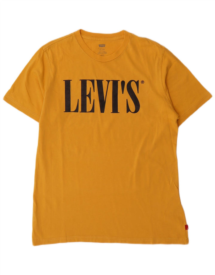 Levi's Herre afslappet grafisk T-shirt top lille gul bomuld