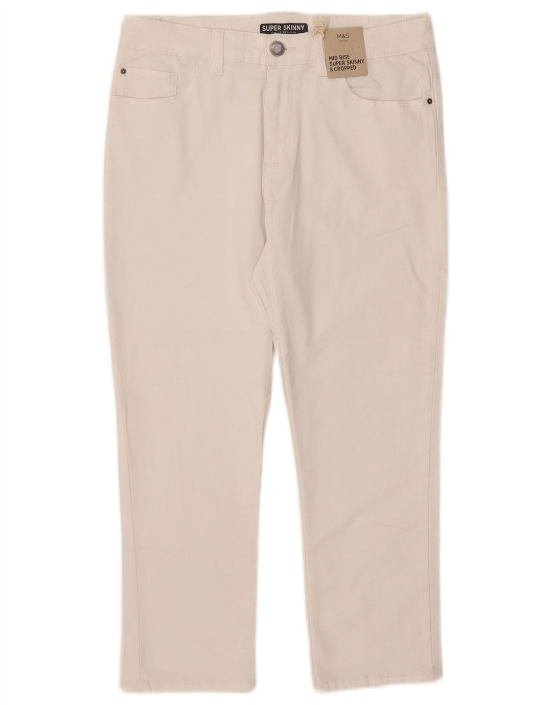 Marks & Spencer Dame Mid Rise Cropped Jeans UK 12 Medium W30 L21 White