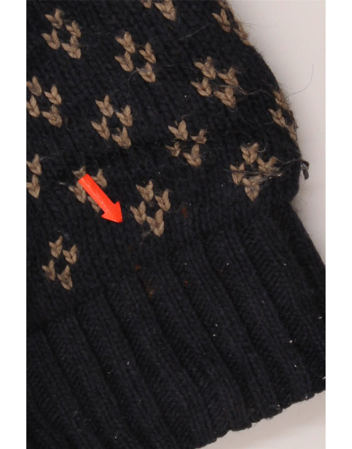 Zara Herre cardigan sweater Medium Navy Blue Fair Isle Akryl
