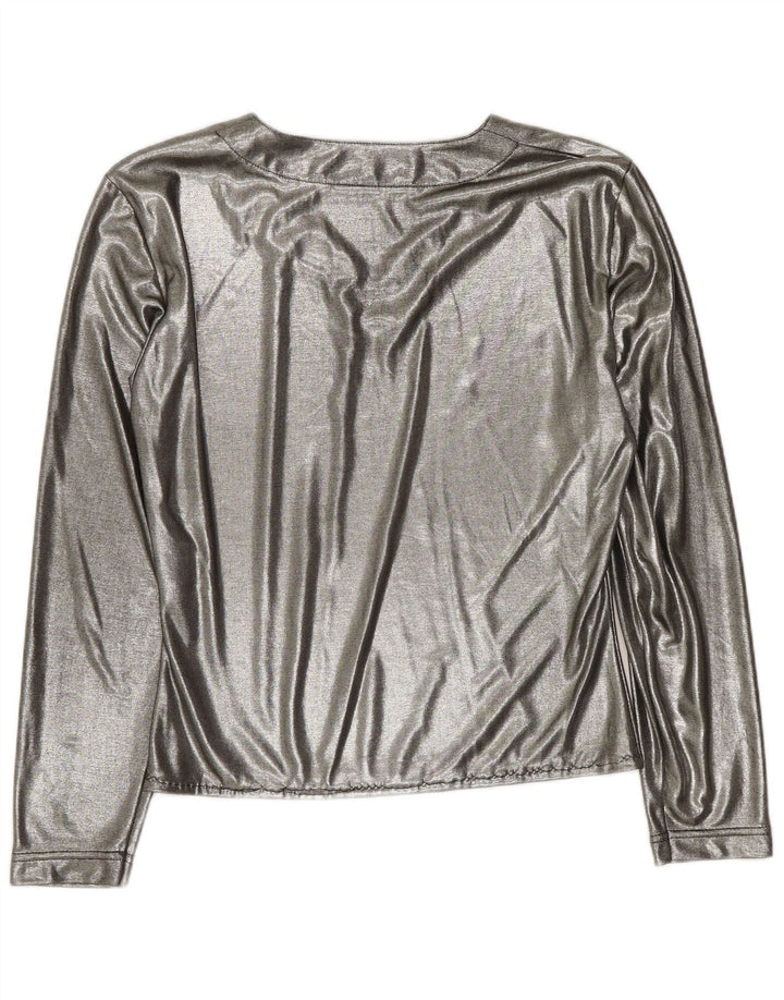 Prestige Dame Langærmet Bluse Top UK 12 Medium Sølv Polyester