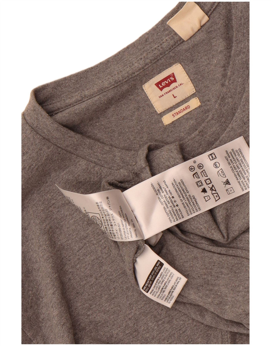 Levi's Herre Standard Fit Top Langærmet Stor Grå Flecked Bomuld
