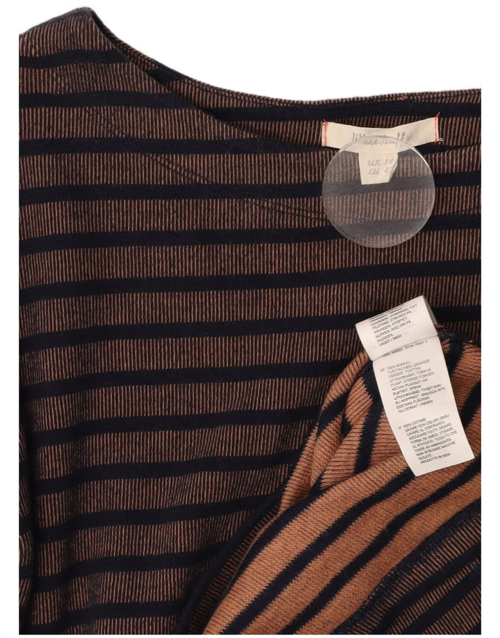 WHITE STUFF Dame Langærmet Skede Kjole UK 14 Stor Brun Stribet