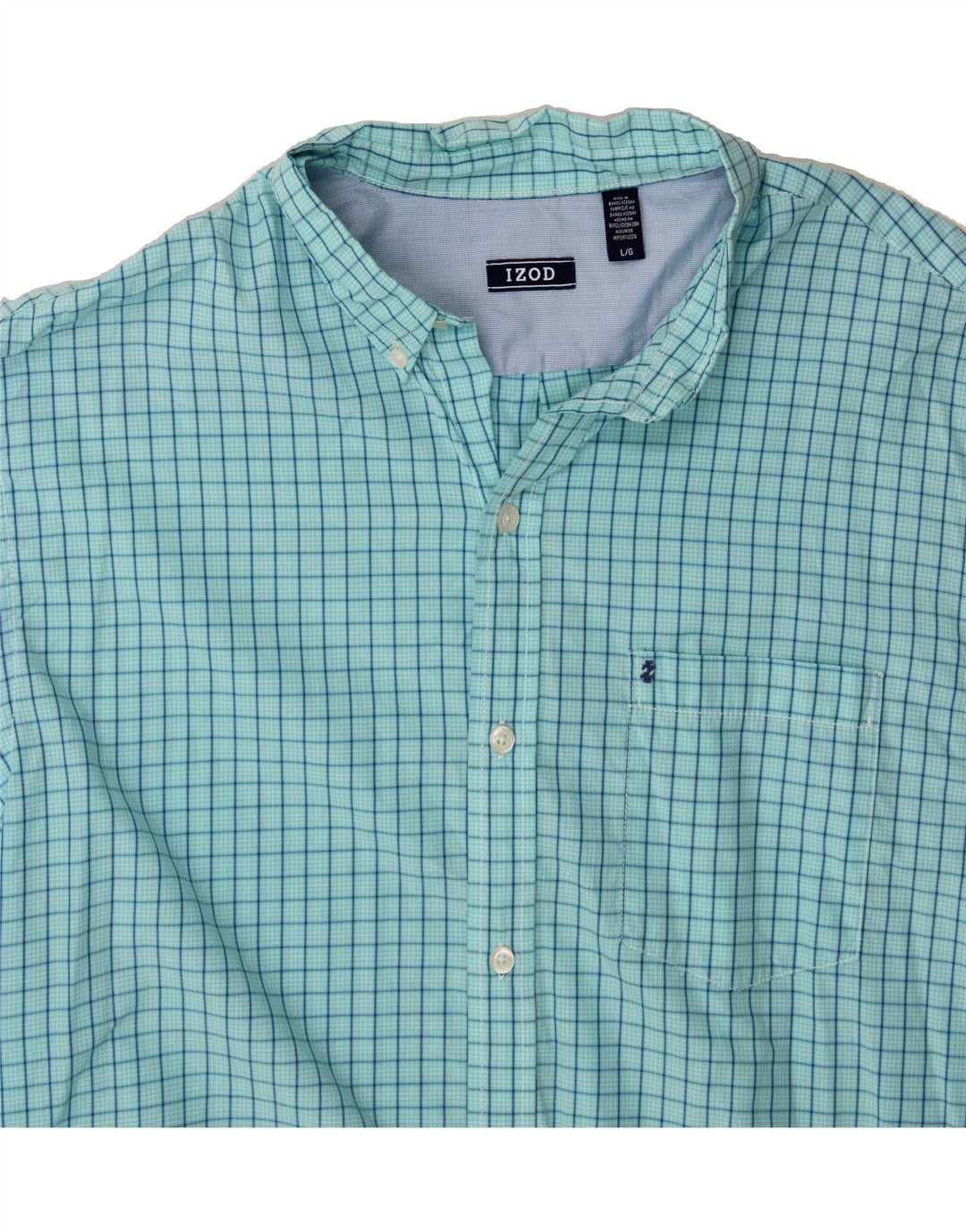 IZOD Mens Shirt Large Turquoise Check Cotton Vintage Izod and Second-Hand Izod from Messina Hembry 