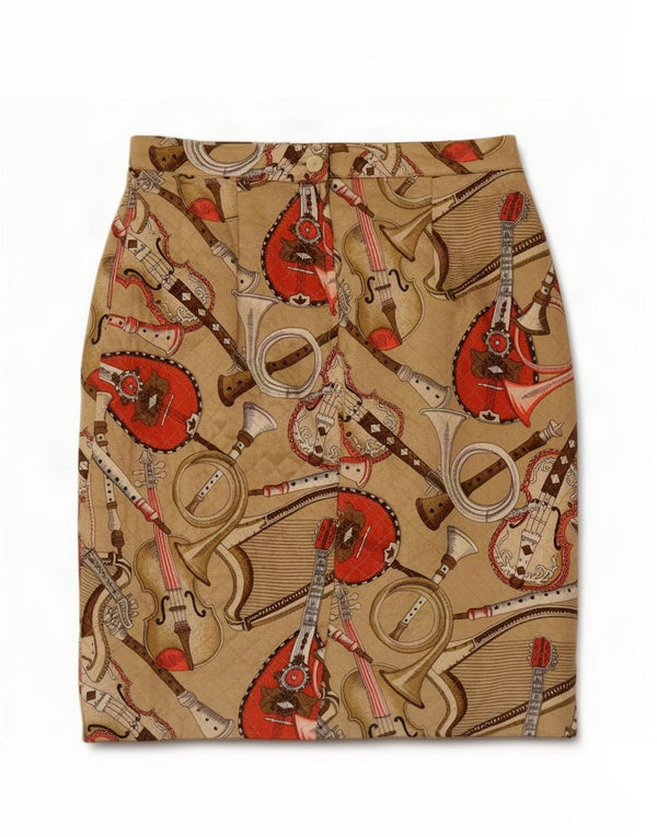 Nazareno Gabrielli Womens Graphic Quilted Pencil Skirt IT 48 XL W30 Beige