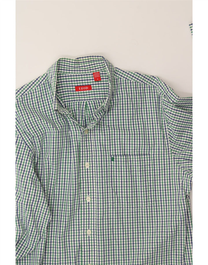 IZOD Mens Shirt Medium Green Check Cotton Vintage Izod and Second-Hand Izod from Messina Hembry 