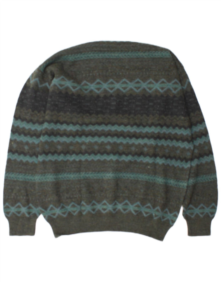 Rodes Herre V-hals sweater XL Grøn Geometrisk Uld