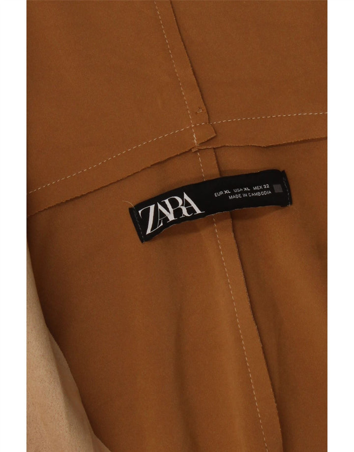Zara Dame Hætte Overfrakke UK 18 XL Beige