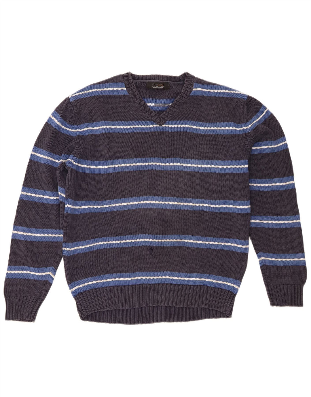 Zara Herre V-hals sweater Stor Grå Stribet