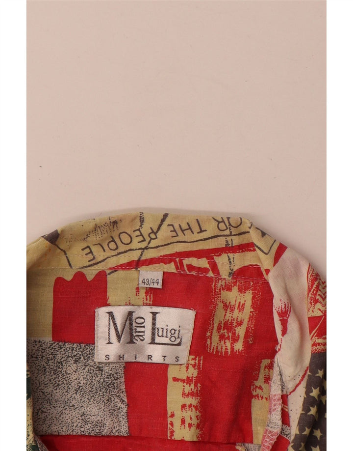 Vintage herre abstrakt mønster skjorte størrelse 43/44 Large multifarvet