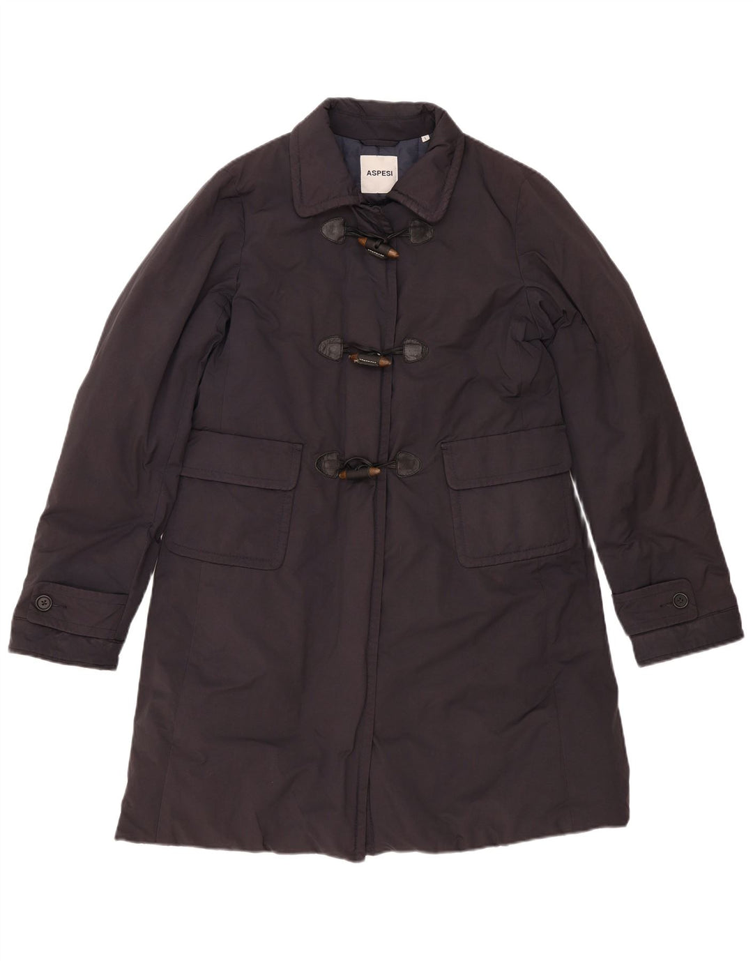 Aspesi Dame Duffle Coat UK 16 Large Navy Blue Polyester