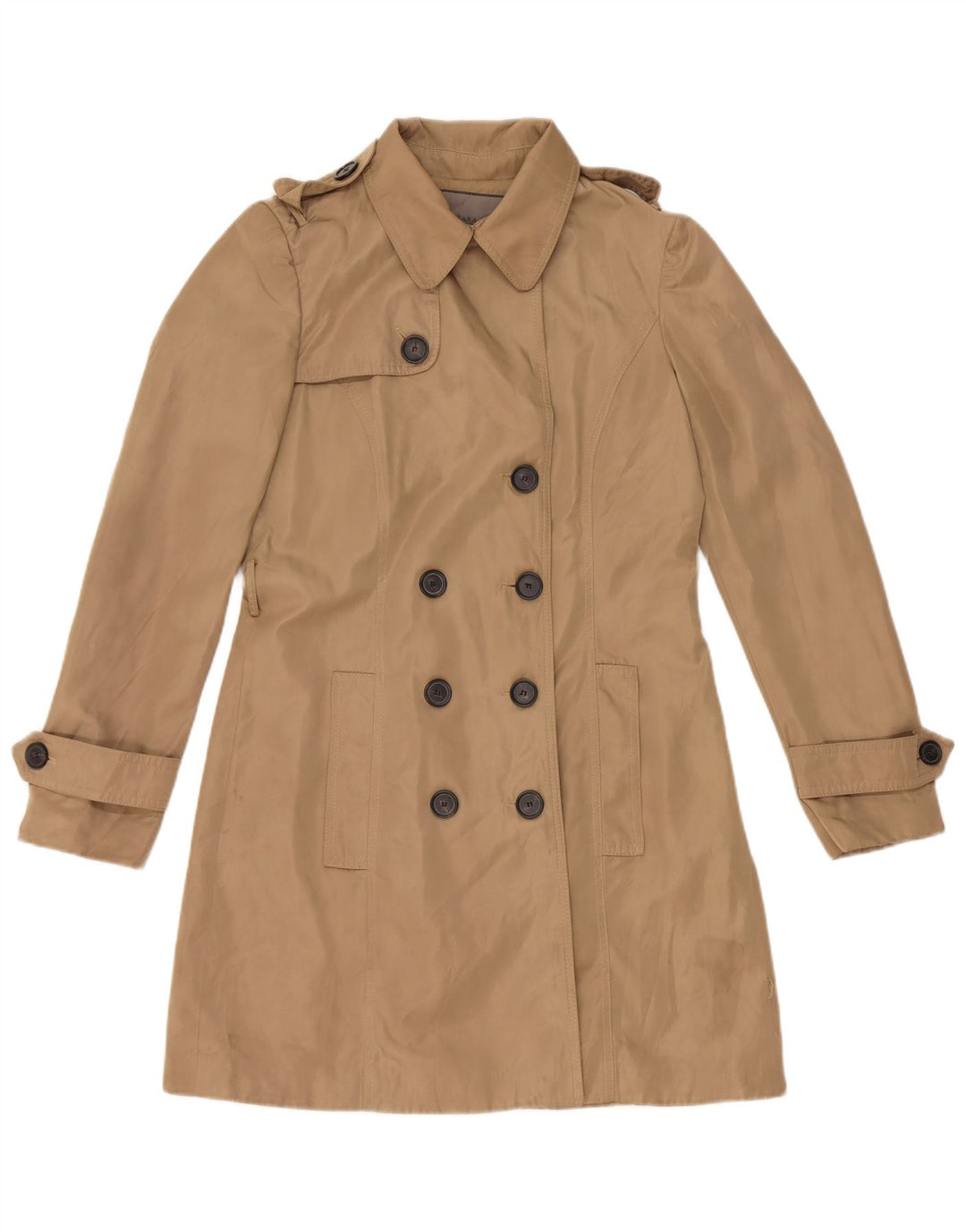 Zara Trench Coat til kvinder UK 14 Medium Beige Polyester