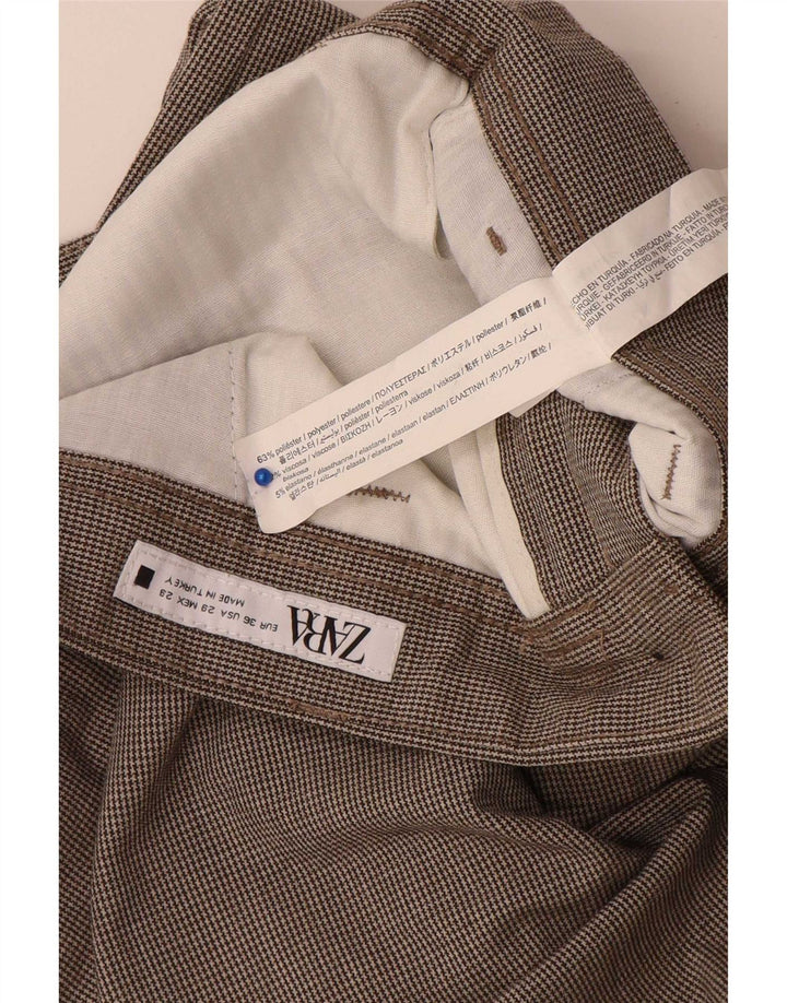 Zara Herre Slim Suit Bukser EU 36 XS W29 L28 Grå Houndstooth Polyester