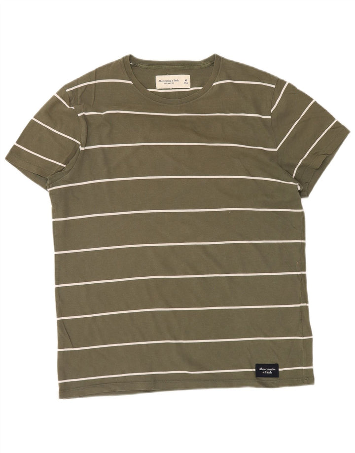 Abercrombie & Fitch Herre T-shirt Top Medium Khaki stribet bomuld