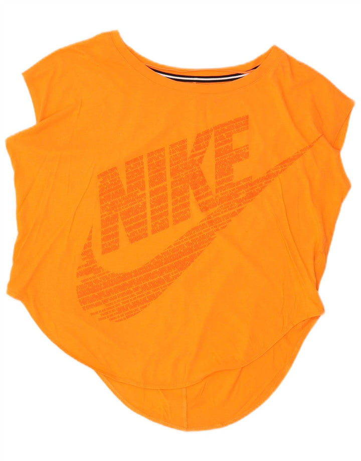 Nike Dame Grafisk Vest Top UK 14 Medium Orange Bomuld