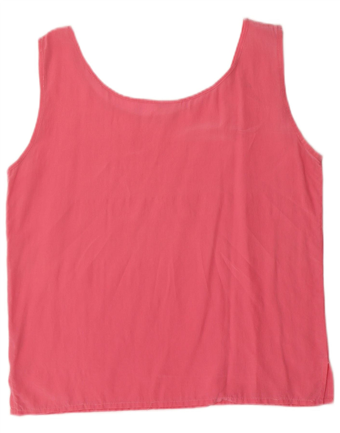 Vintage Dame ærmeløs bluse Top UK 14 Large Pink Silk