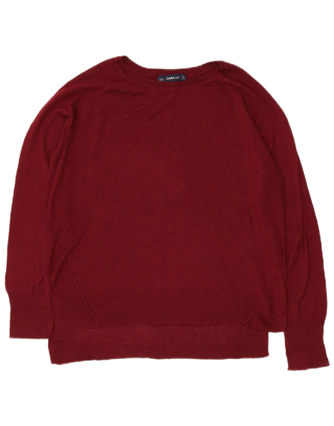 Zara Dame Boat Neck Jumper Sweater UK 14 Medium Maroon