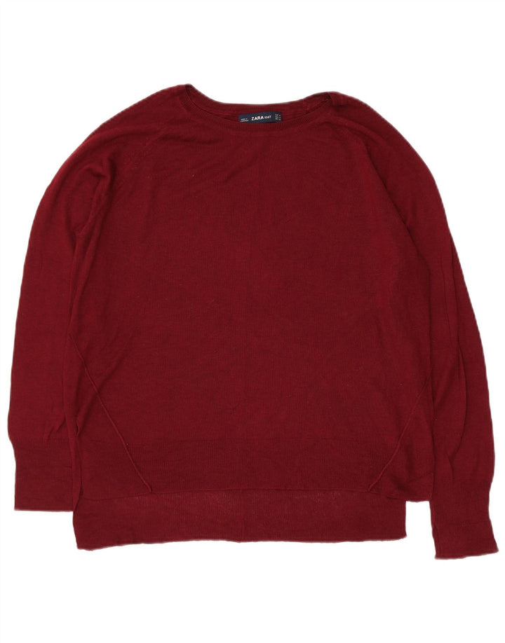 Zara Dame Boat Neck Jumper Sweater UK 14 Medium Maroon