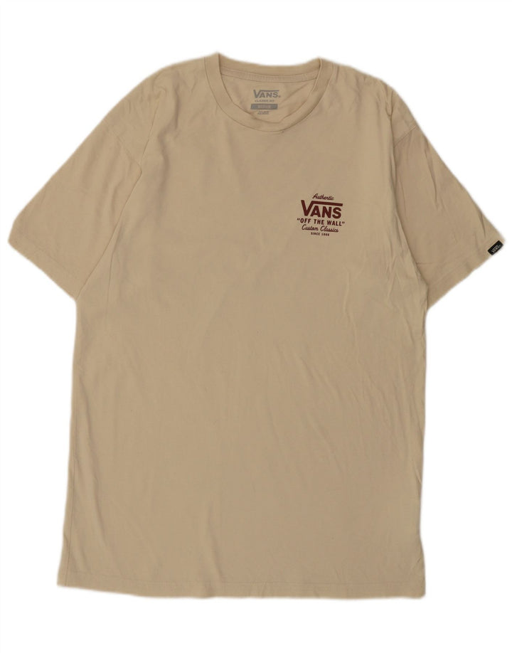 Vans Herre Classic Fit Grafisk T-Shirt Top Medium Beige Bomuld