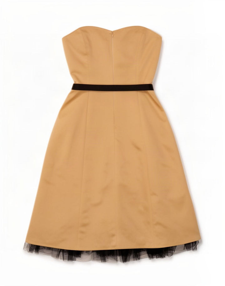 Principper Dame stropløs kjole UK 14 Large Gold Colourblock Polyester