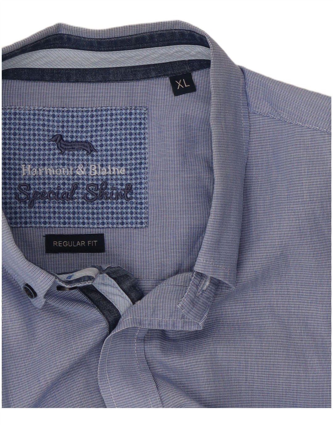 Harmont & Blaine Herre Regular Fit Shirt XL Blå Houndstooth