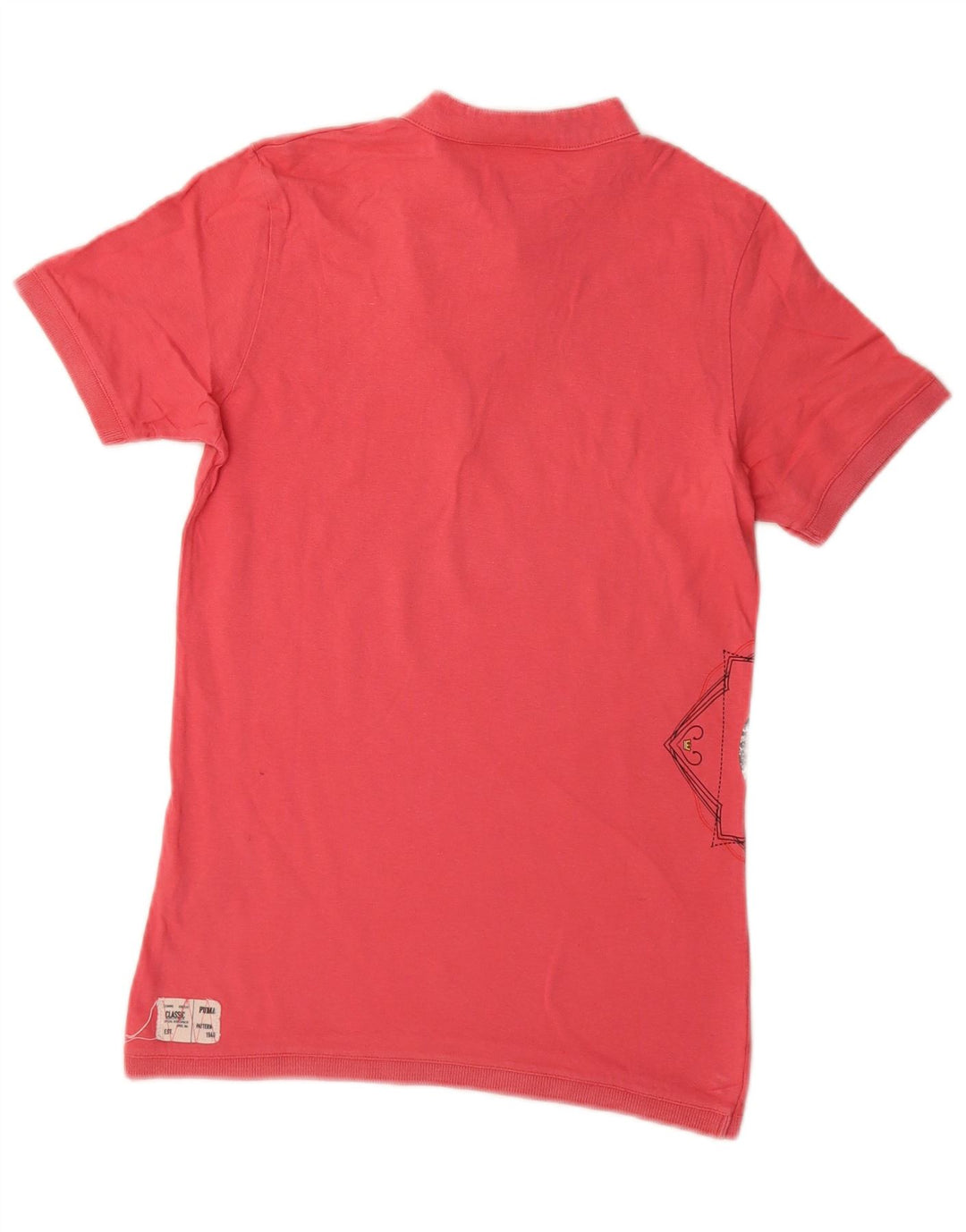 Puma Grafisk T-Shirt Top UK 10 Lille Rød Bomuld