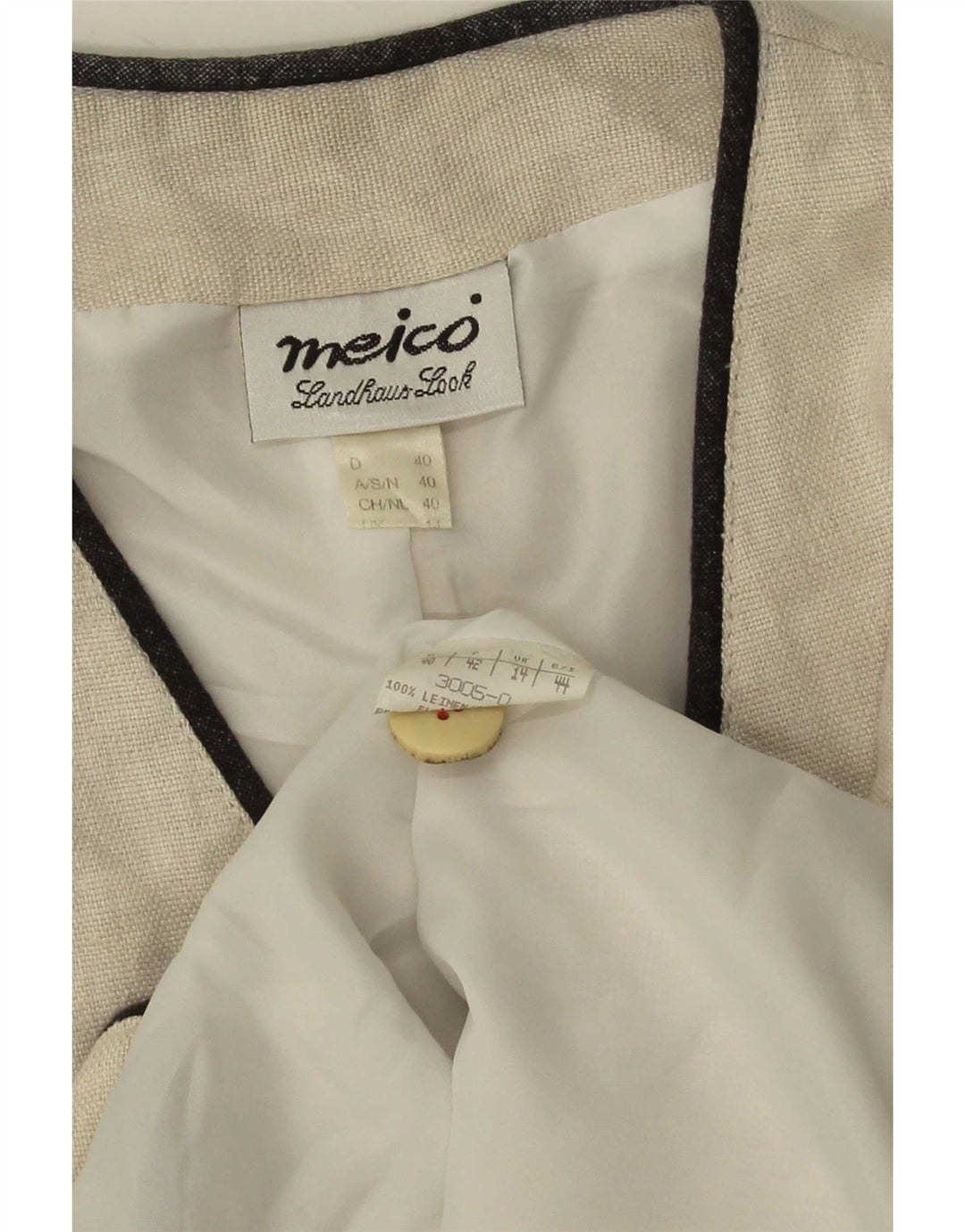 Meico damevest UK 14 Medium hvid hør