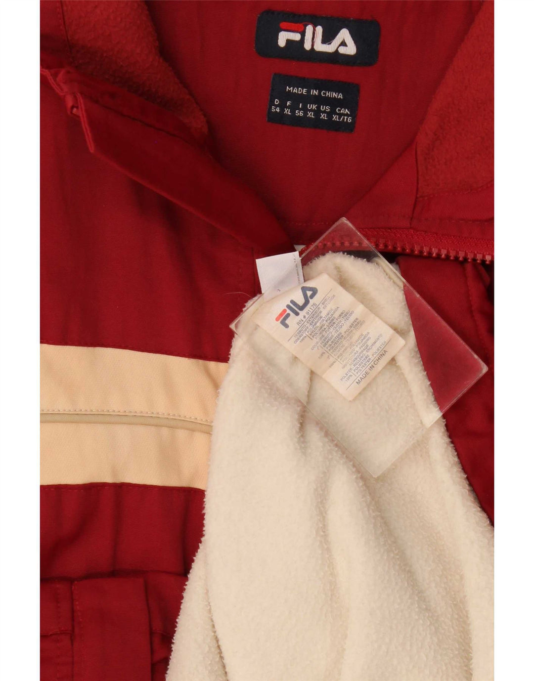 Fila Herre Windbreaker Jacket UK 42 XL Burgundy Colourblock Polyamid