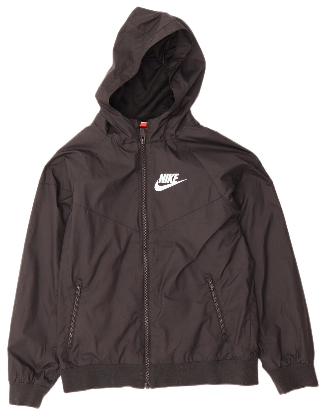 Nike Regnjakke med hætte til kvinder UK 12 Medium Sort Polyester